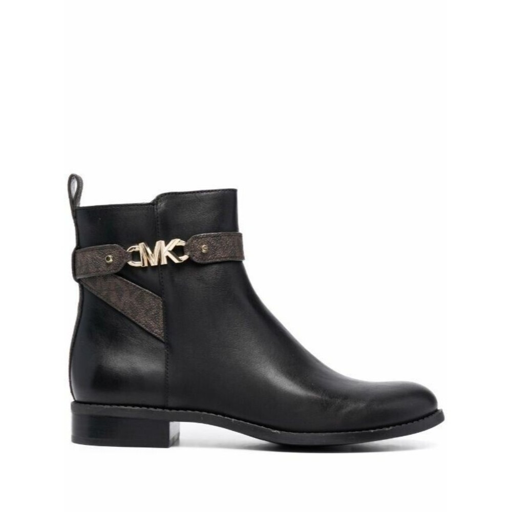 NEW MICHAEL KORS Womens Sz 6.5 / 36.5 Black Farrah Side-Zip Flat Ankle Boots